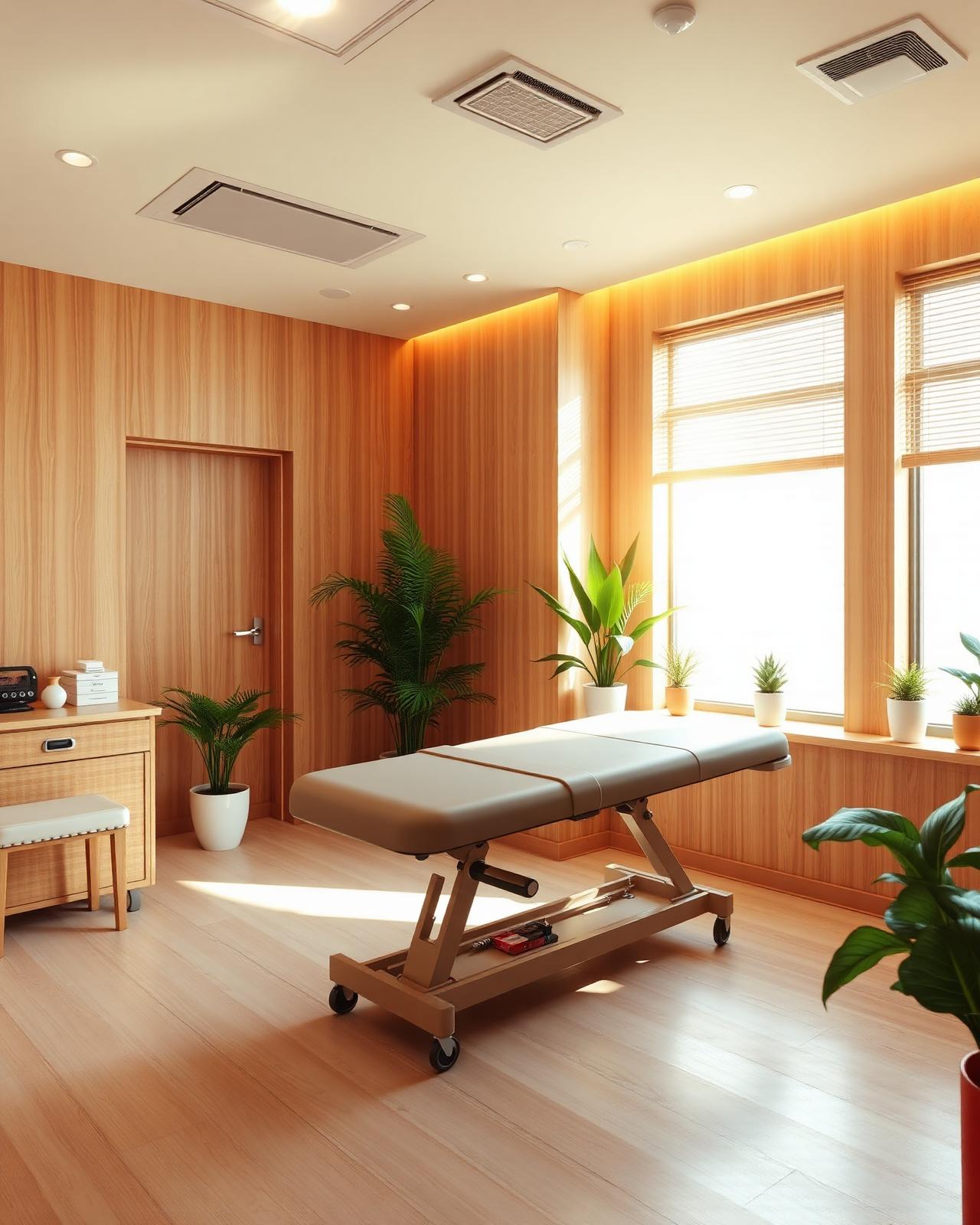 Sunlit chiropractic treatment room